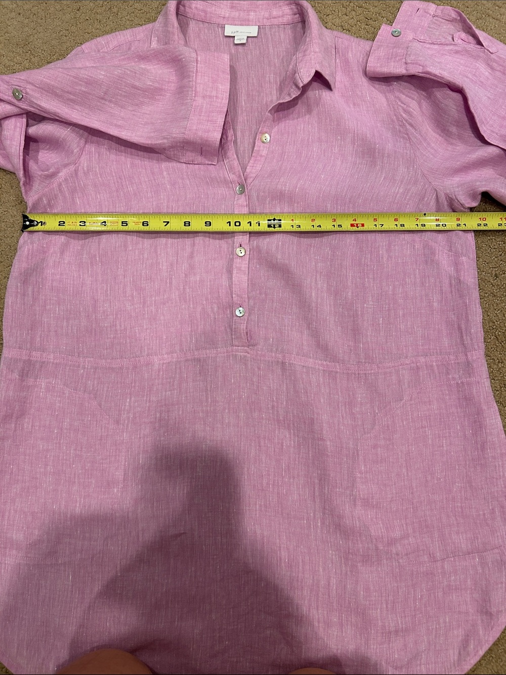J. Jill Long-Sleeve Button-Front Linen Tunic in Lilac - Picture 11 of 15